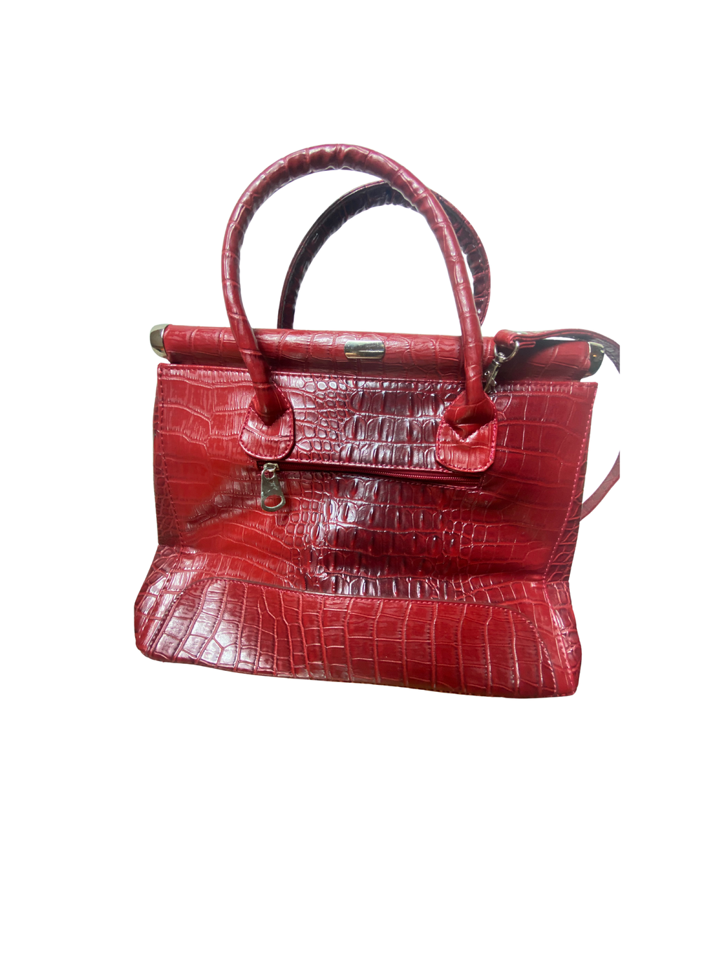 Vintage Shoulder Bag Burgundy Red Snakeskin Style