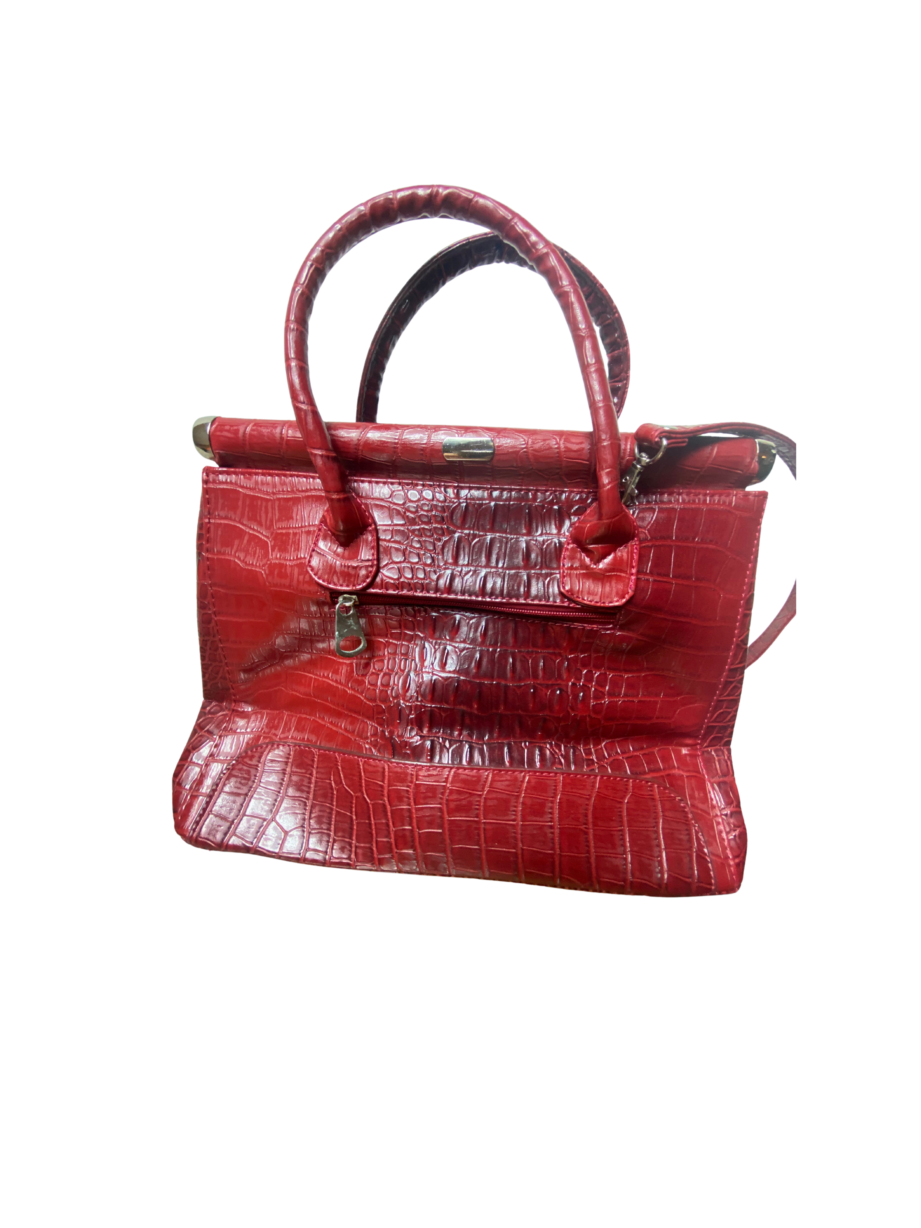Vintage Shoulder Bag Burgundy Red Snakeskin Style