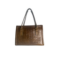 Vintage Handbag Crocodile Leather Style Brown