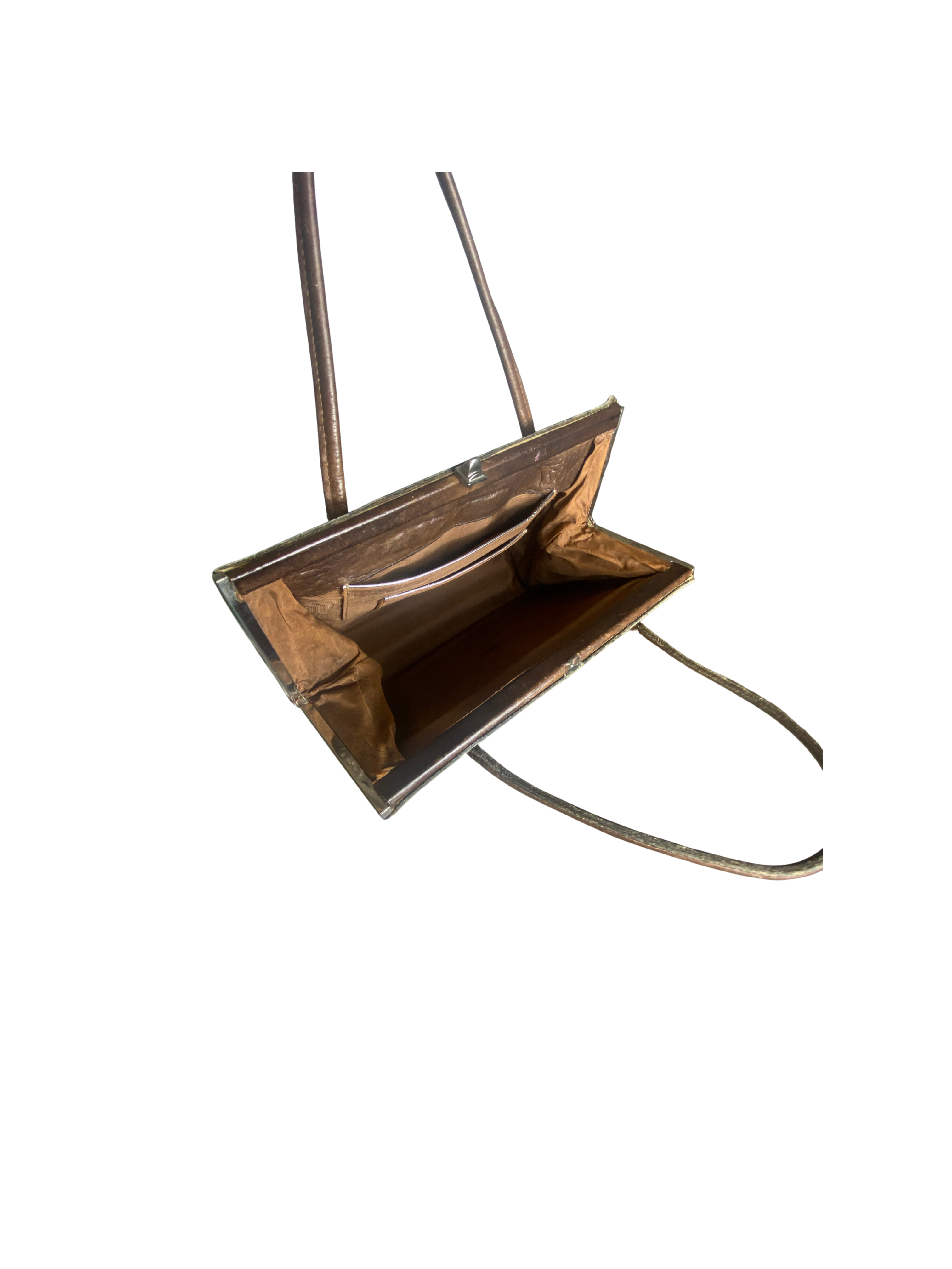 Vintage Handbag Crocodile Leather Style Brown